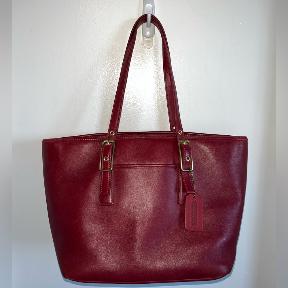 Coach Deep Red Leather Tote